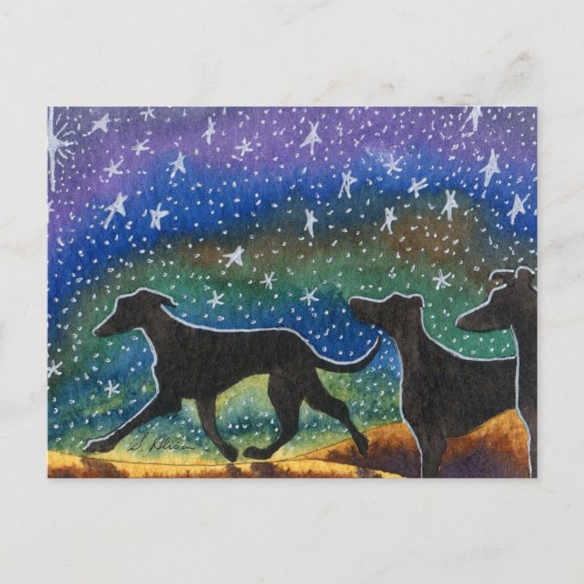Carte Postale Wree greyhound dogs (Devant)