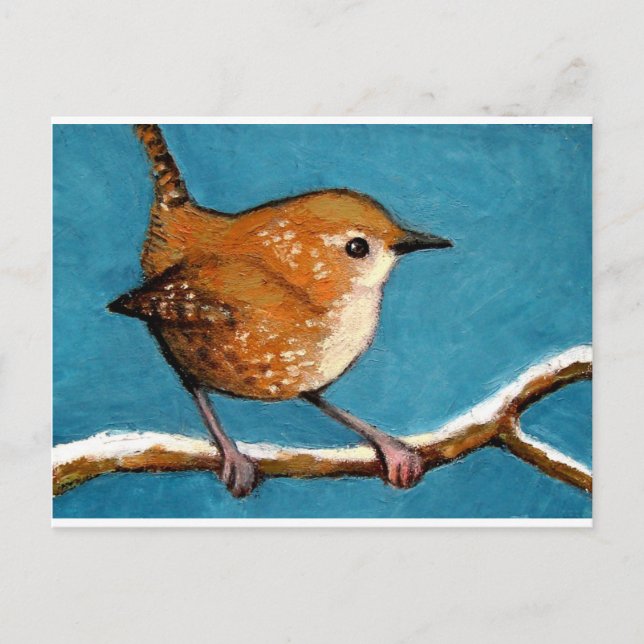 CARTE POSTALE WREN IN OIL PASTEL (Devant)