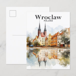 Carte Postale Wroclaw Pologne Aquarelle Peinture Voyage
