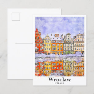 Carte Postale Wroclaw Pologne Voyage Aquarelle Croquis main dess