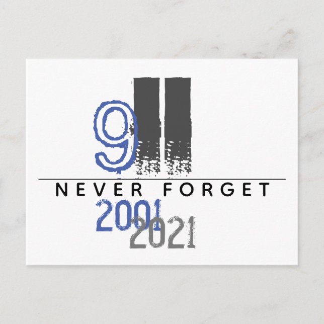 Carte Postale WTC 911 Gray Never Forget 20th Anniversary (Devant)