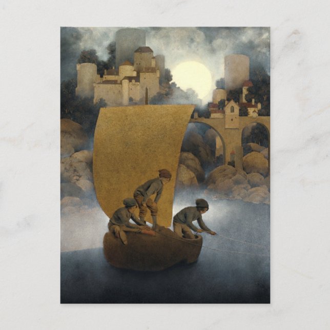 Carte Postale Wynken, Blynken et Nod par Maxfield Parrish 1902 (Devant)