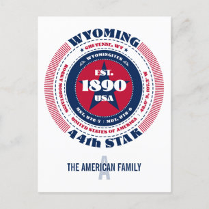 Carte Postale Wyoming, Cheyenne, WY, Patriotique, Monogramme