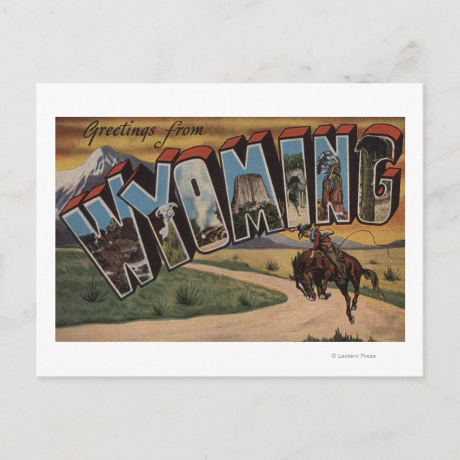 Carte Postale Wyoming (Cowboy)Grandes Scènes de LETTREWyoming (Devant)