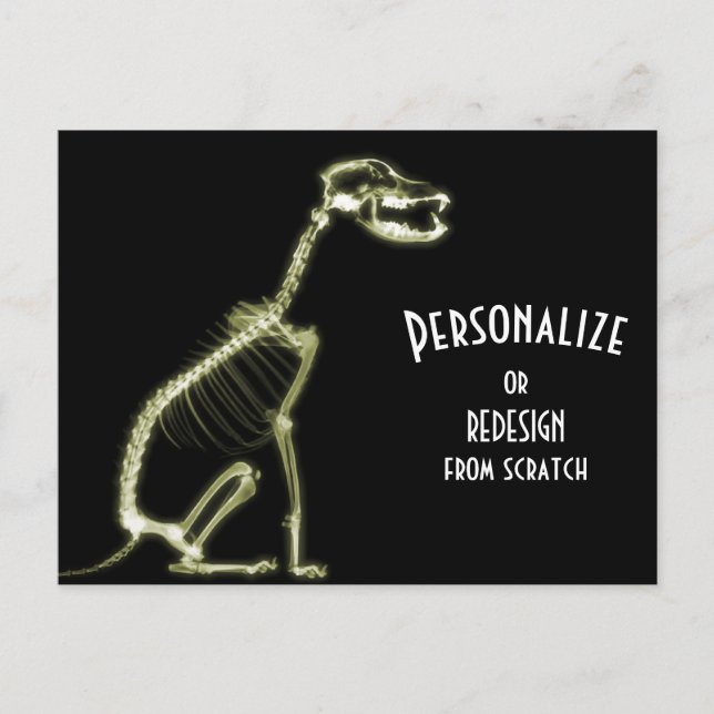 Carte Postale X-Ray Skeleton Dog - Jaune (Devant)