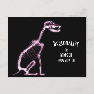 Carte Postale X-Ray Skeleton Dog - Rose