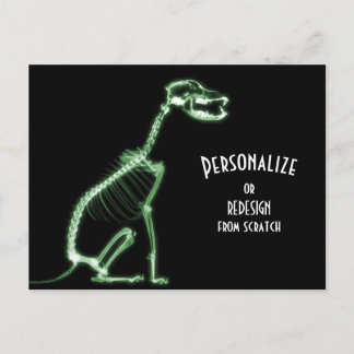 Carte Postale X-Ray Skeleton Dog - Vert