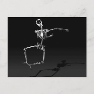 CARTE POSTALE X-RAY SKELETON JOY LEAP B&W