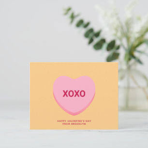 Carte Postale XOXO cœur de conversation orange Saint-Valentin
