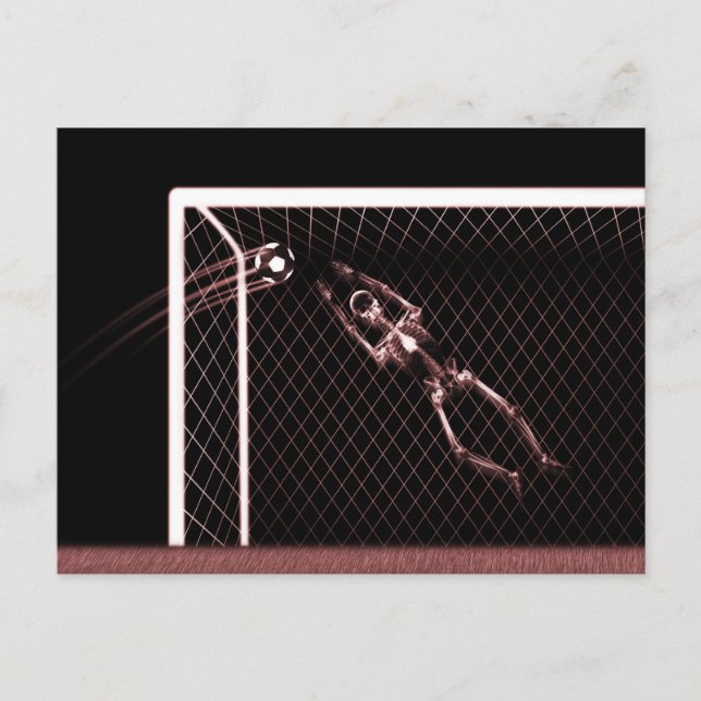 CARTE POSTALE XRAY SKELETON SOCCER GOALIE RED (Devant)