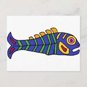 Carte Postale XX- Art artistique mexicain de style poisson