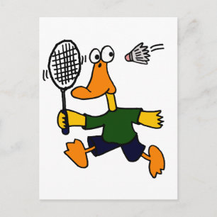 Carte Postale XX- Canard Jouant au badminton Dessin