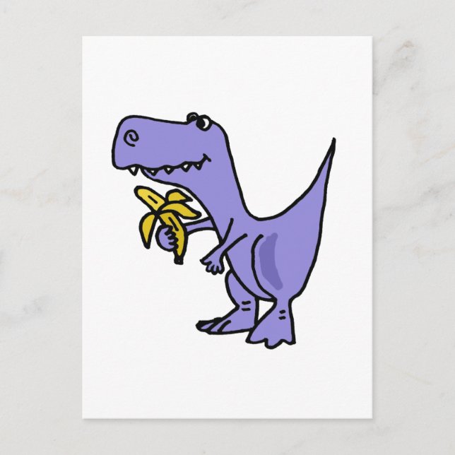 Carte Postale XX- Dinosaure T-Rex mangeant de la banane Caricatu (Devant)
