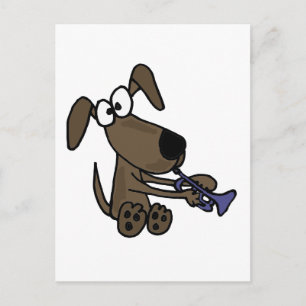 Carte Postale XX- Drôle Chien Chien Chien Chien Jouant Trumpet C