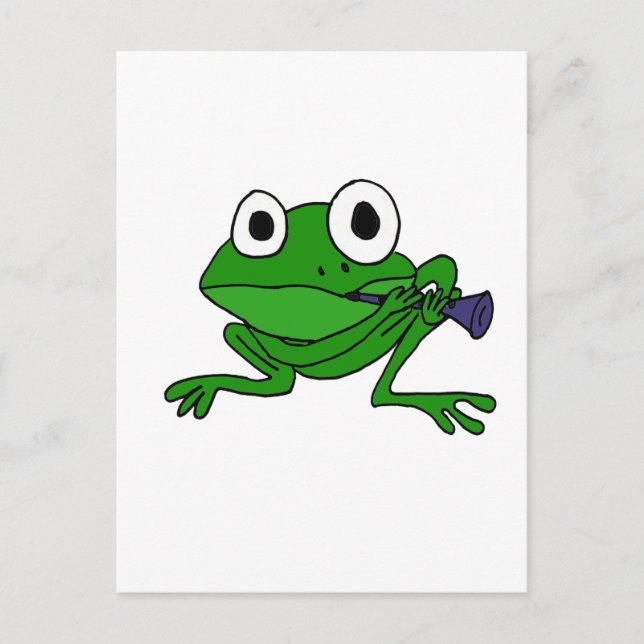 Carte Postale XX- Drôle de la grenouille Jouer Clarinet (Devant)