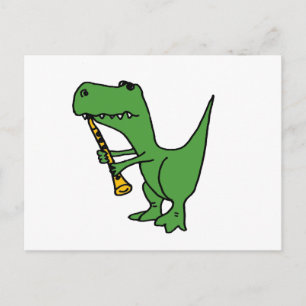 Carte Postale XX- Hilarious T-rex Dinosaure Jouer au Clarinet