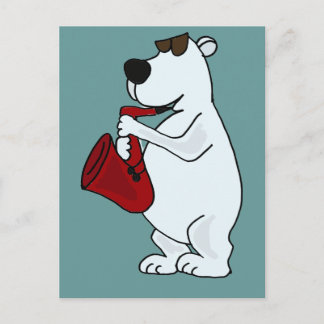 Carte Postale XX- Ours polaire Cool jouant au dessin saxophone