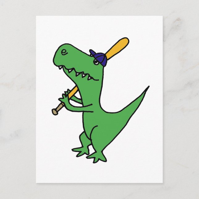 Carte Postale XX- T-rex Dinosaure Jouant Au Baseball (Devant)