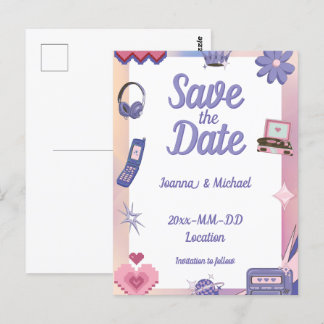 Carte Postale Y2K Rose Violet Années 2000 Tech Rétro Épargnez la