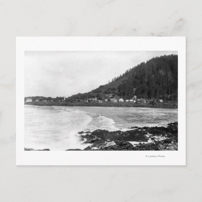 Carte Postale Yachat, Oregon Town View et Ocean Photo (Devant)