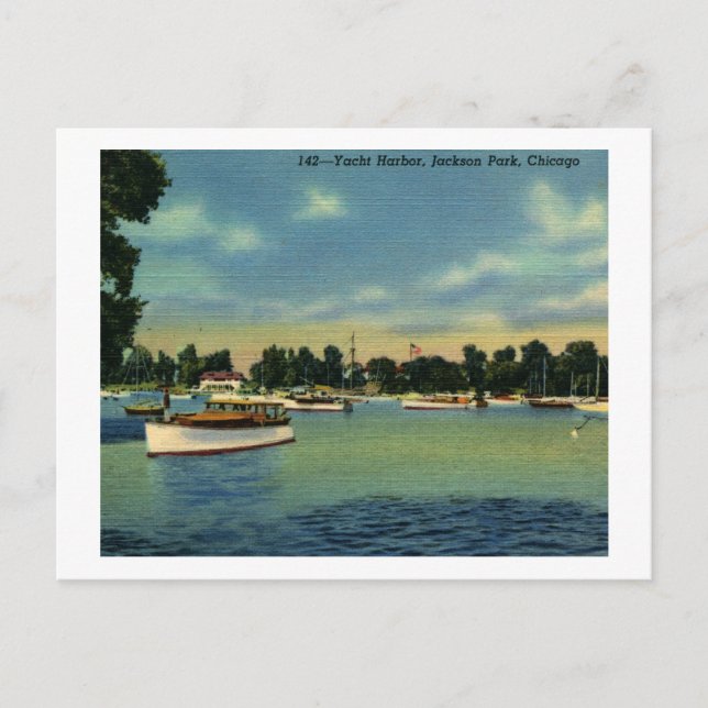 Carte Postale Yacht Harbour, Jackson Park, Chicago Vintage (Devant)