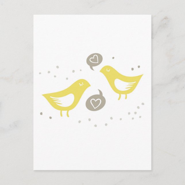 Carte Postale yellow birds talking about love (Devant)