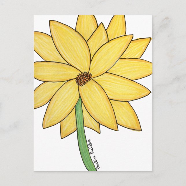 Carte Postale Yellow Flower- Blank Folded Greeting Card (Devant)