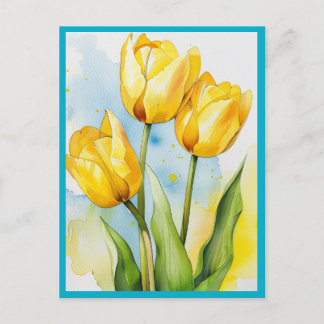 Carte Postale YELLOW TULIPS Postcard