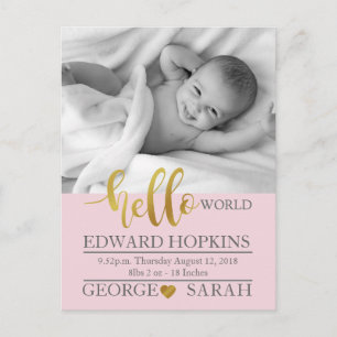 Carte Postale Yellow World bébé photographe faire-part nouveau