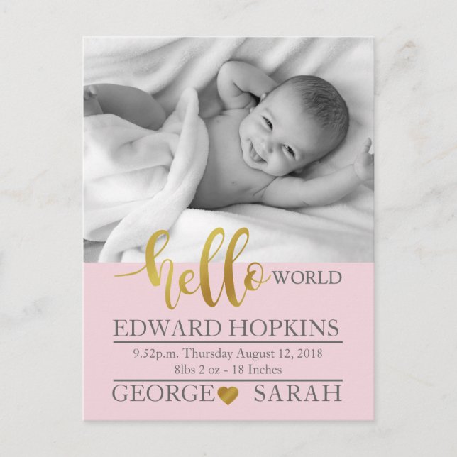 Carte Postale Yellow World bébé photographe faire-part nouveau (Devant)