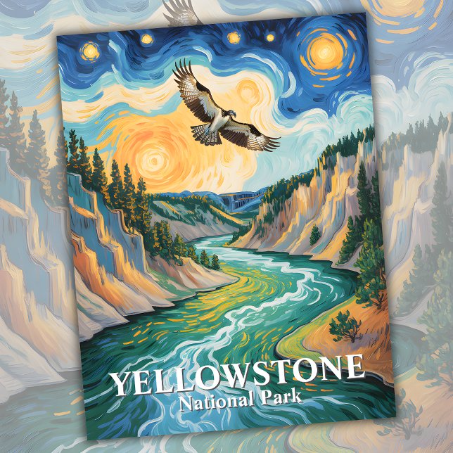 Carte Postale Yellowstone Bird Osprey Van Gogh Starry Nuit étoil (Yellowstone Bird Osprey Van Gogh Starry Night Postcard)