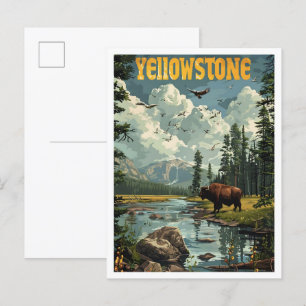 Carte Postale Yellowstone USA Classic Art Retro Vintage voyage