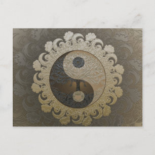 Carte Postale Yin Yang avec l'arbre de vie par Amelia Carrie