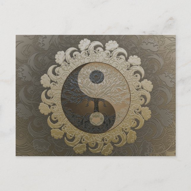 Carte Postale Yin Yang avec l'arbre de vie par Amelia Carrie (Devant)