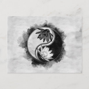 Carte Postale Yin Yang - Fleurs de lotus