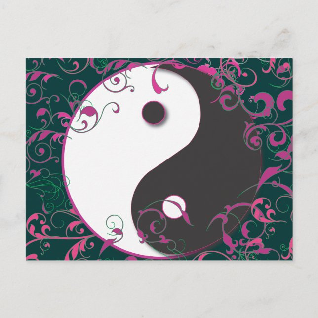 Carte Postale Yin & Yang Floral Design (Devant)
