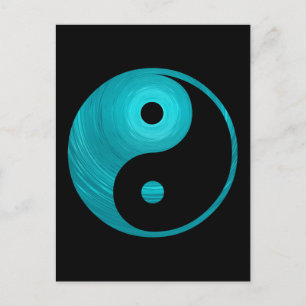 Carte Postale Yin Yang Turquoise Blue Aqua Spiral Modèle Noir