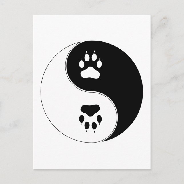 Carte Postale Ying Yang Empreinte de patte (Devant)