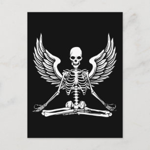 Carte Postale Yoga Aesthétique Goth ailes Méditer Squelette Ange