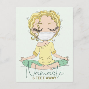 Carte Postale Yoga Girl Namaste à 6 pieds   Blond