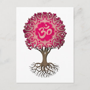 Carte Postale Yoga rose Om Tree of Life