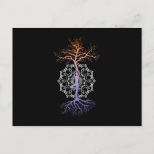 Carte Postale Yoga Tree Mandala Nirvana Méditation Zen Asana Gif