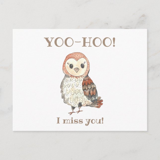 Carte Postale Yoo-hoo Barn Owl Je te manque Enseignant de l'écol (Devant)