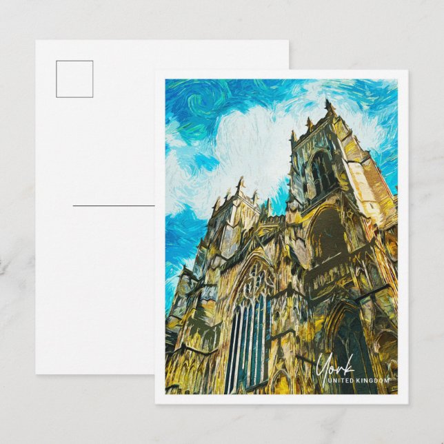Carte Postale York Royaume-Uni Belle peinture à huile paysage (Devant / Derrière)
