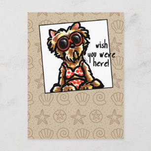 Carte Postale Yorkie Beach Babe Wish You Here
