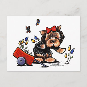 Carte Postale Yorkie dans le jardin