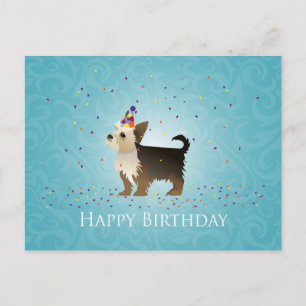 Carte Postale Yorkie Design d'anniversaire