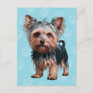 Carte postale Yorkie Dog effaçue Yorkshire Terrier