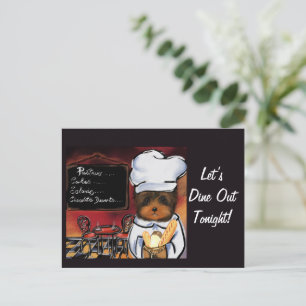 CARTE POSTALE YORKIE POO CUISINIER