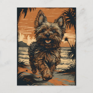 Carte Postale Yorkshire-terrier à la plage